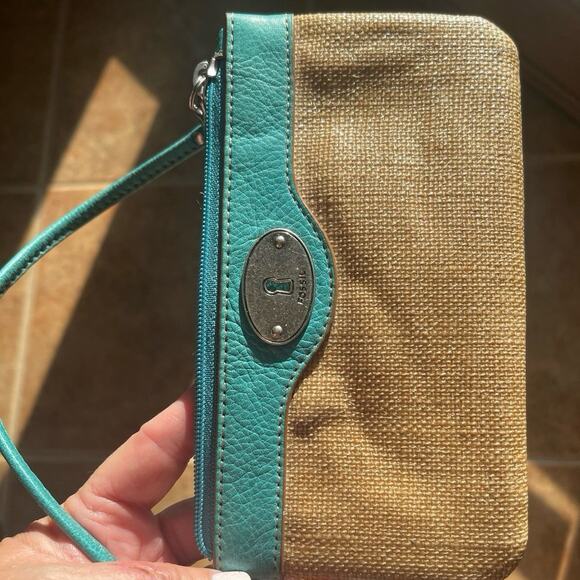 Fossil Key-Per Wristlet teal and beige - Picture 13 of 13